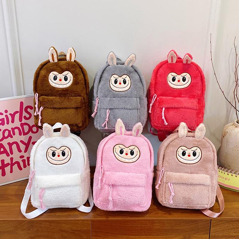Cartoon Labubu Lovely Plush Backpack Girl Heart Large Capacity Outward Commuting Shoulders Bag Kids Birthday Gift