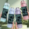 1PC Skull Meaning Of Life Print 750ml Color Plastic Sports Water Bottle Leakproof Flip Straw Lid Suitable for Sports Office Home Use