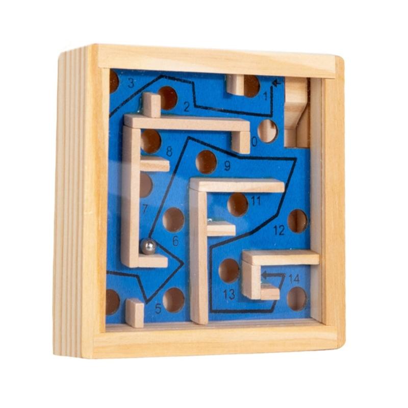 Children Wooden Labyrinths Puzzle Toy With Marble Balance Game For Problem Solving Development And Hand Eye Coordination