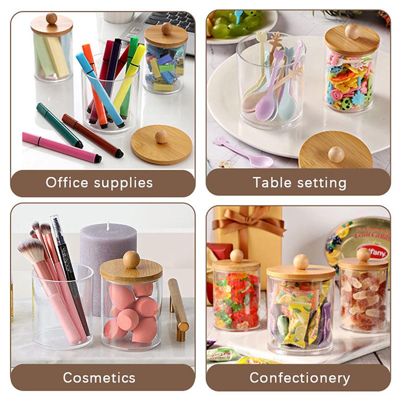 Scatola portaoggetti in acrilico con coperchio, porta-dispenser, barattolo in plastica trasparente, organizer per trucchi, contenitore da bagno, organizzazione storage