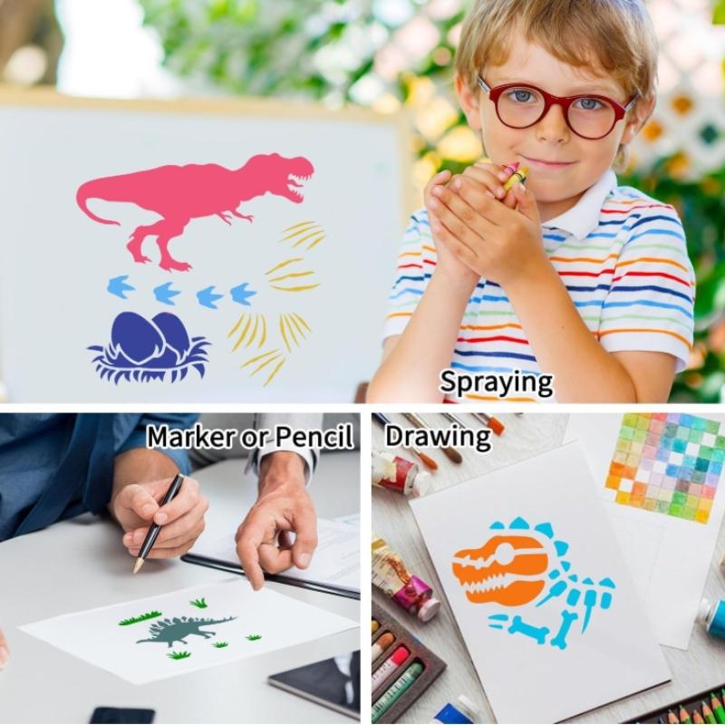 6 Inch Dinosaur Reusable Drawing Stencils for Painting,25pcs DIY Craft Template for Painting on Furniture,Canvas,Wall,Home Decor