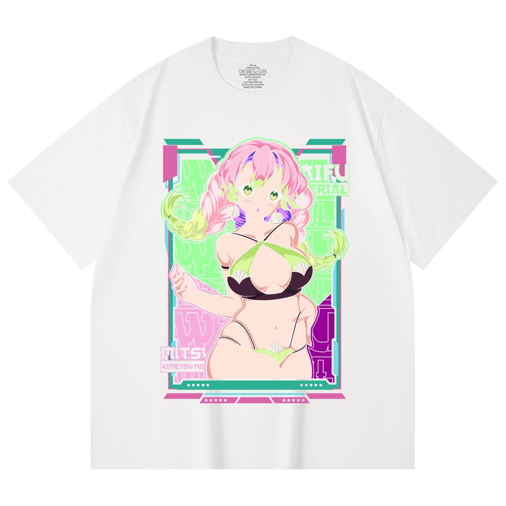 230 Gsm 100% Cotton Demon Slayer V53 Mitsuri Waifu Print Unisex Heavy Cotton T Shirt