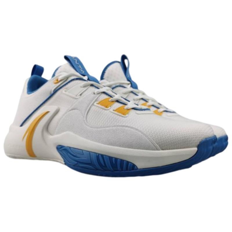 Anta Swoosh 1.0 Wear-Resistant Slip-Resistant Low-Top Performance Basketball Shoes Men's White Blue Yellow Sneakers 112211616S-3