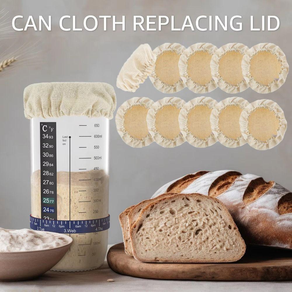 10Pcs Reusable Sourdough Starter Jar Covers Breathable Fabric Lids  Cheese Making