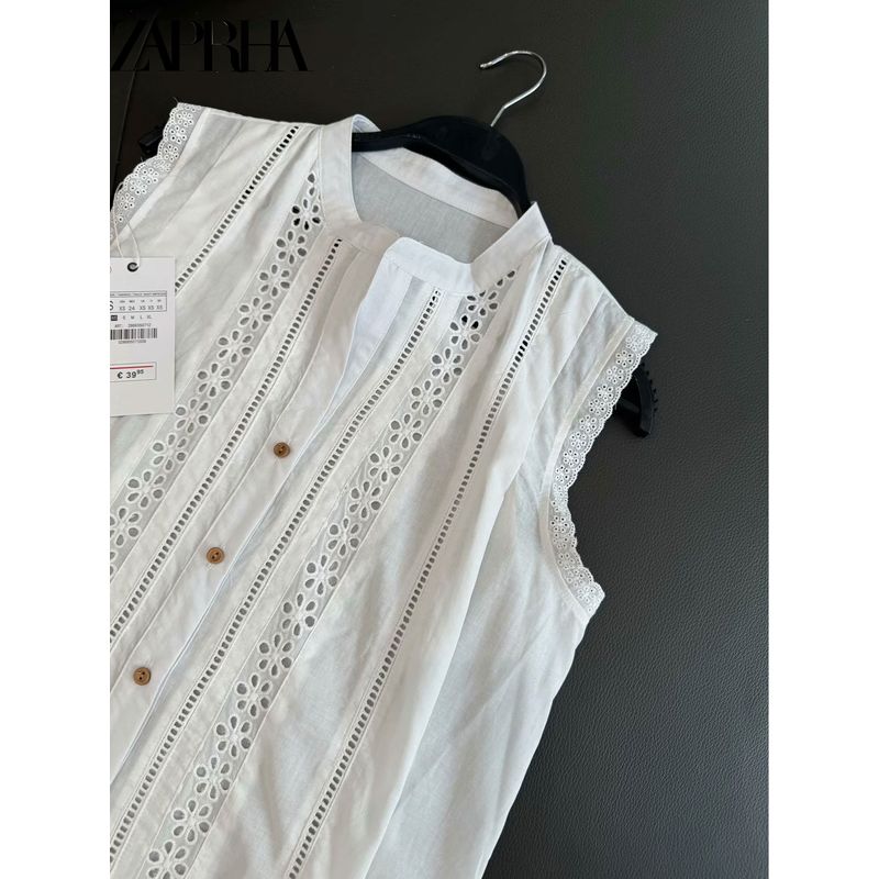 Zaprha 2025 New Arrival French Style Vertical Lace Romantic Style Casual Tops Shirt for Women 4387039