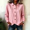 Women's Casual Long Sleeve Shirt Irregular Hem Button Down Blouse Relaxed Fit Lightweight Fabric Office Wear