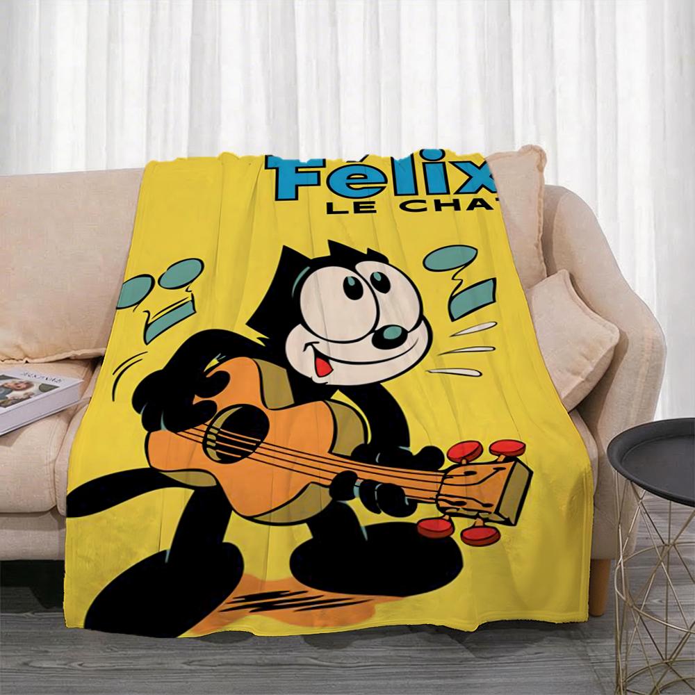 Cartoon F-Felix the Cat Throw Lightweight 240g Flannel Blanket Soft Skin-friendly for Summer Cooling