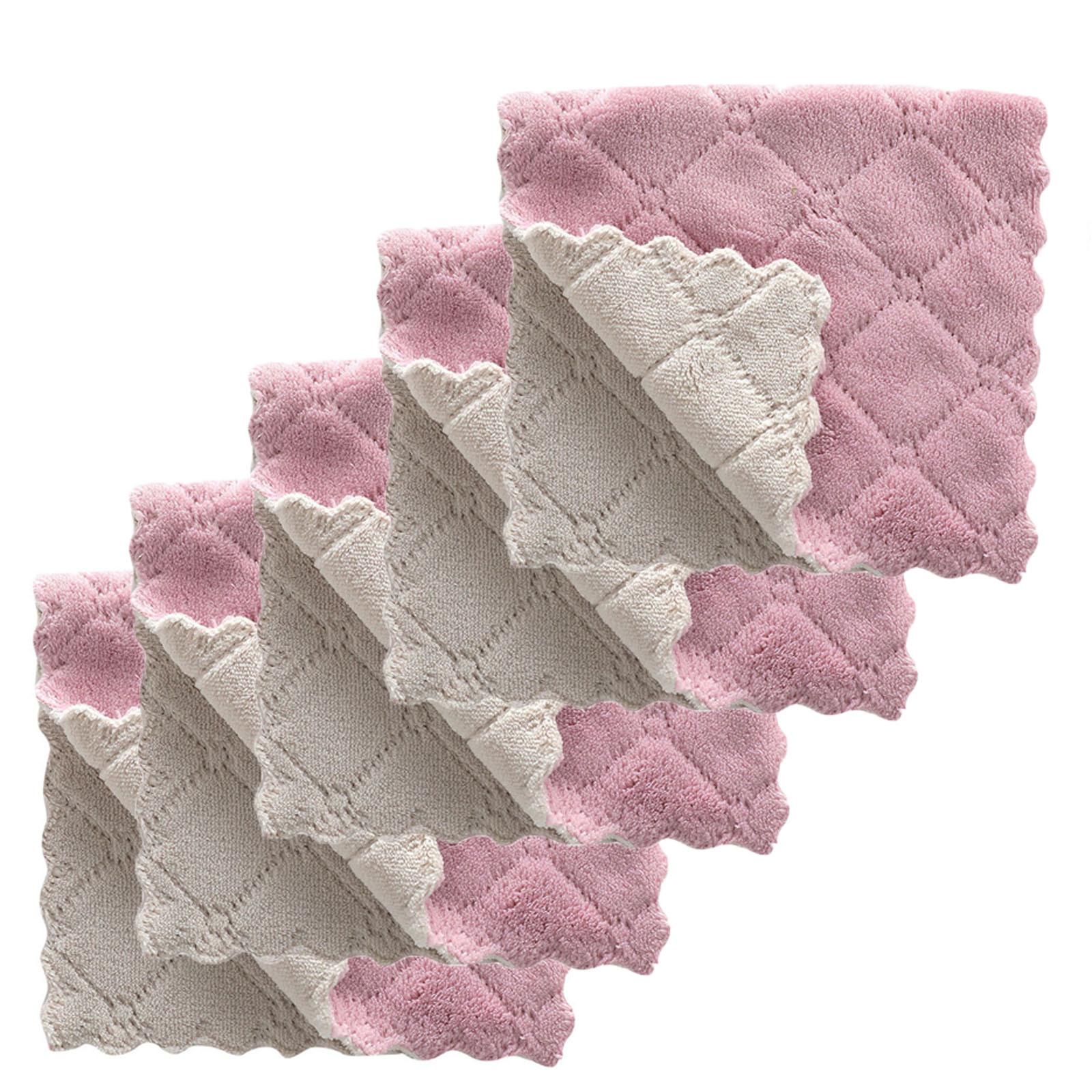 

5Pcs Non-stick Oil Coral Velvet Hanging Hand Towel Kitchen Absorbent Dishcloths