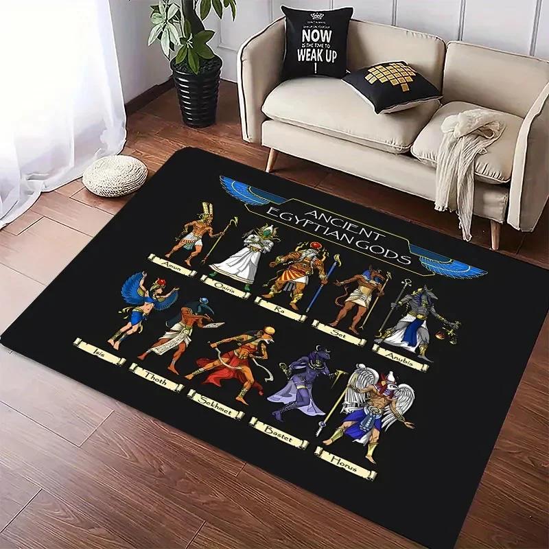 Vtipný Starověký Egypt Egyptský Bůh Egyptská Kočka Anubis Koberec do Obývacího Pokojíku Ložnice Pohovky Rohožka na Dveře Podlahový Koberec, Dětská Protiskluzová Podložka