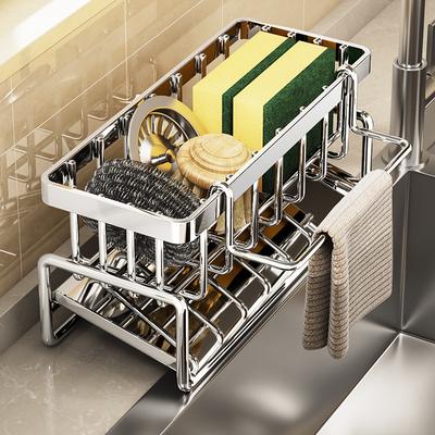 Cozinha Esponja Rack Drenar Água Lugar Prato Sabão Organizar Panos Multifuncional Grande Capacidade Bancada e Armazenar Itens