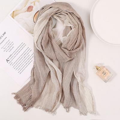 Baumwoll- und Leinenschal für Damen, langer Leinenschal, Frühling, Sommer, einfarbig, literarischer und künstlerischer japanischer allmählicher Farbwechsel, weiblicher Retro-Trend