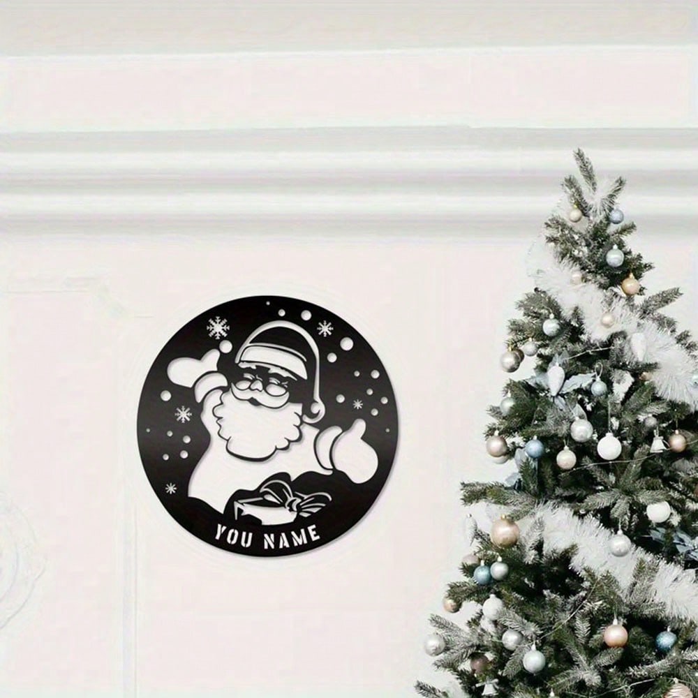 Custom Metal Wall Art Christmas Scene Sign Personalized Name Plate Home Decor Xmas Gift