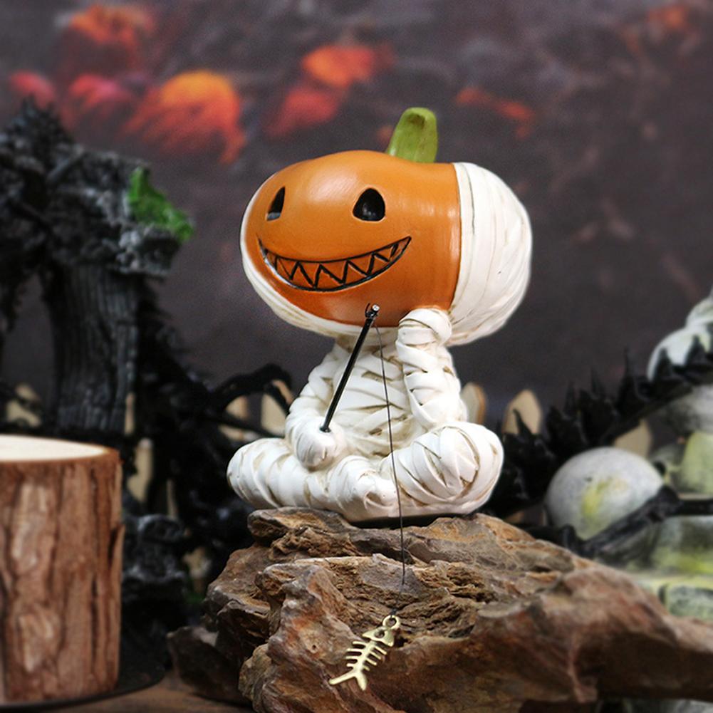 Pumpkins Scarecrows Fishing Figurine Personalized Office Desk Shelf Decoration For Halloween