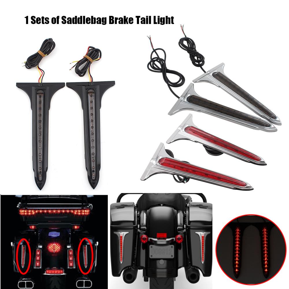 Motorcycle Accessories 1Pair LED Rear Saddlebag Accents Light Smoke Lens For Harley Touring Road King 1993-2010 2011 2012 13 ABS