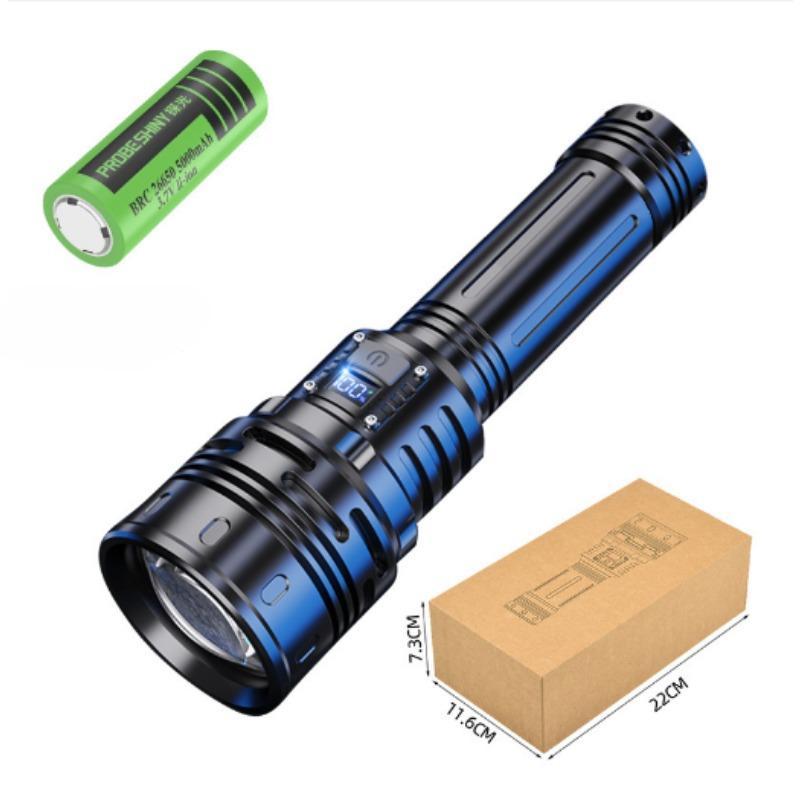 10000MAH Powerful LED 10000mah Flashlight Charging Telescopic Focus Remote Long Strong Hand Lamp Laser Camping Torch Zoom Display