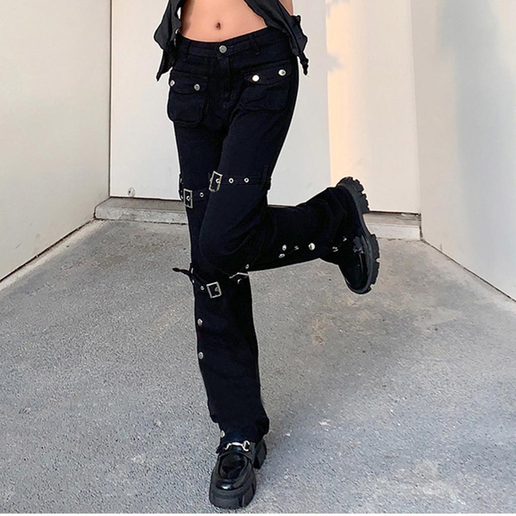 Gothic Metal Button Bandage Trousers 