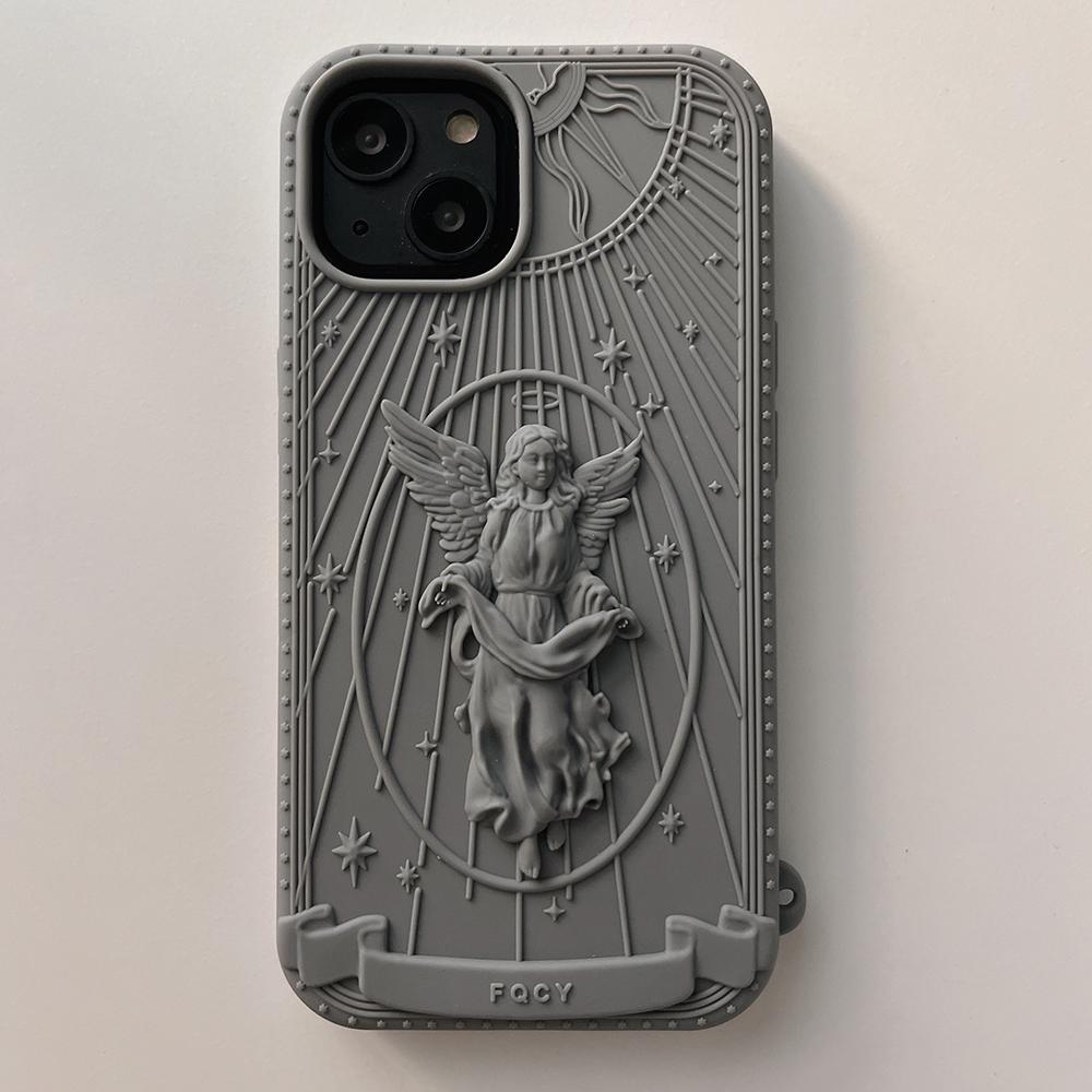 

3D Classical Art Angel Statue Case For Samsung Galaxy A14 A24 A34 A15 A25 A35 A55 S21 S23 FE S24 S25 Ultra Retro Girl Cover Galaxy A14 серый