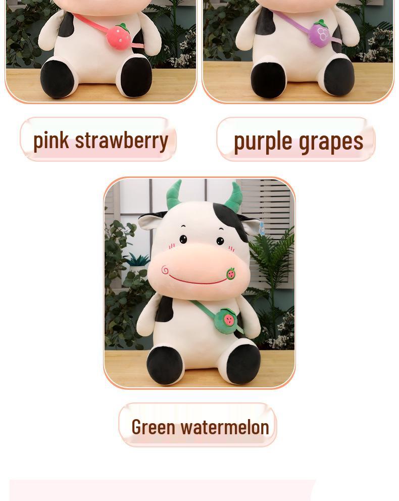 Fruit Cow Plush Backpack Toy Pillow - Stuffed Animal Ragdoll Gift for Girls' Birthdays