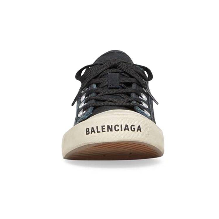 Balenciaga Paris Low Top Sneakers 'Black Destroyed Cotton And White Rubber' 688754W3RC21090