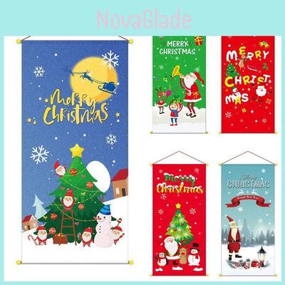 Christmas Merry Hanging Flag Decor Xmas Home Outdoor Party Decoration Window