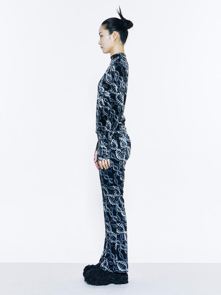 VEGAN TIGER Print Velvet Pants (Black)