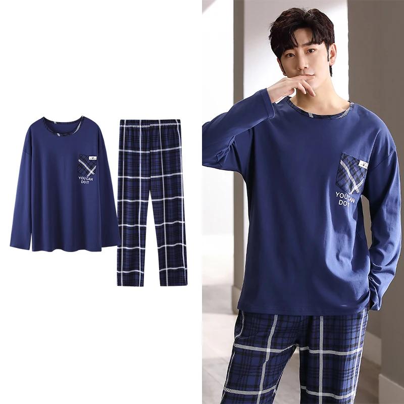Hjorteutskrift Elegant pyjamassett for mann Høst Vinter Mote Myk bomull Herre Loungewear Komfortabelt nattøy