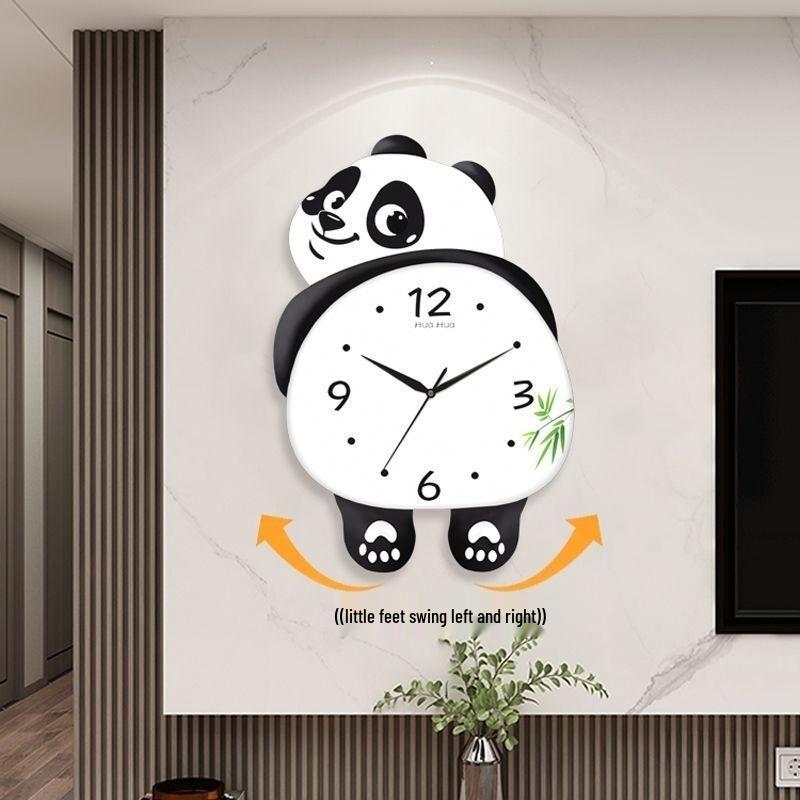 Modern Panda Pendulum Wall Clock: Silent, Creative Design for Living Room, Bedroom, or Restaurant