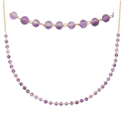 [R4102] - Gold Plated Necklace 'Mineralia' Golden Amethyst - 45 Cm 3 Mm