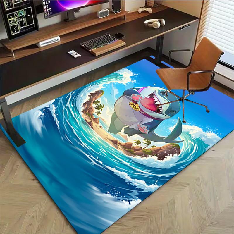 1 Stück Haifisch Jeff Teppich, Büroteppich Außenmatte Heimdeko Bereichsteppich Festival