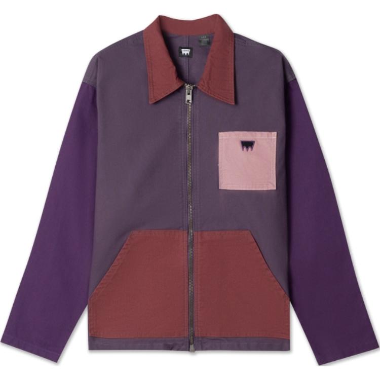 Levis Skate Series Velvet Bat Patch Collar Loose Fit Long Sleeve Denim Jacket Men Jackets Purple A5732-0002