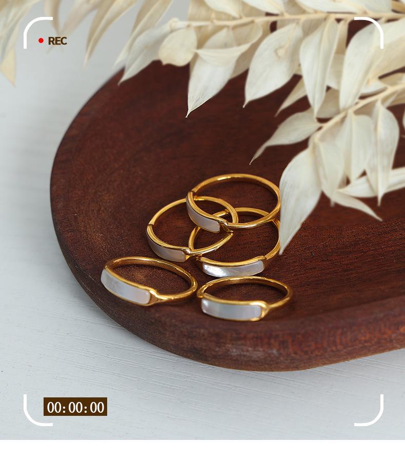 Vintage White Seashell Ring: Chic Chinese Style, Layered Titanium Steel for Women