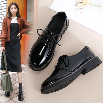 Style britannique femmes Oxford chaussures plates en cuir noir bureau étudiant fille chaussures à lacets