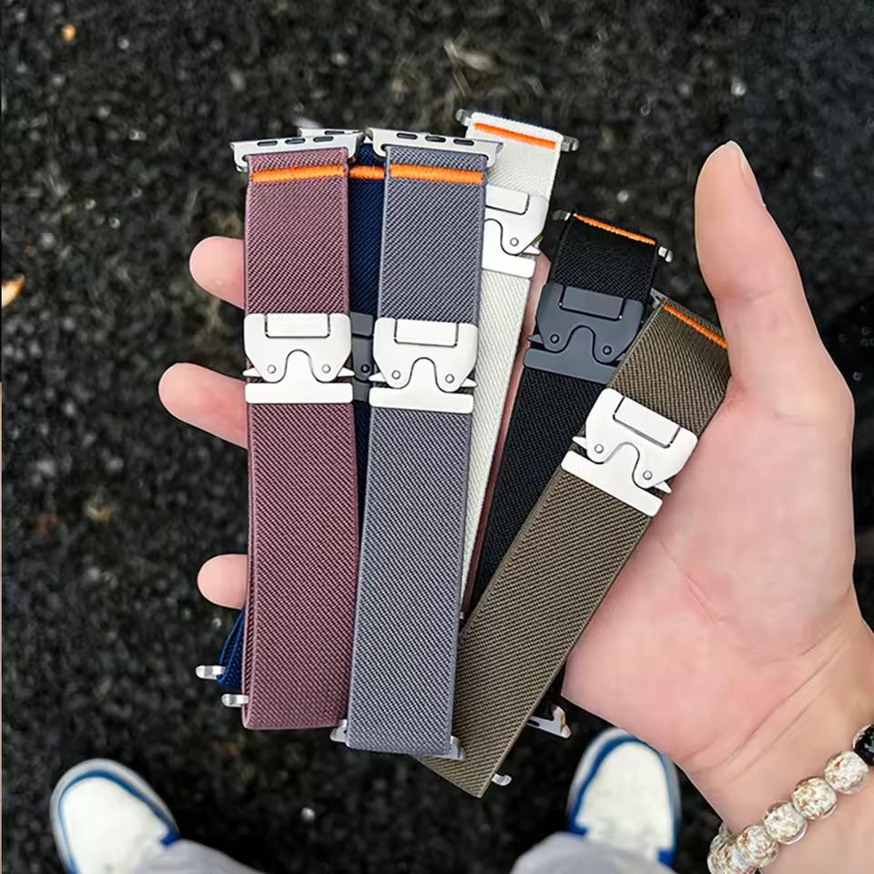 Nylon Strap For Apple Watch Ultra 3 Band 49mm 11 10 9 8 7 45mm 41mm 44mm 46mm 42mm Braided Elastic Bracelet for IWatch Series 6 SE3