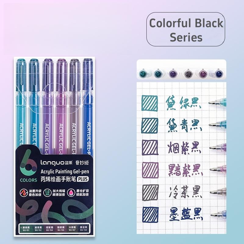 6pcs Acrylic Paint Markers Gel Ink Vintage Marker Liner 1.0mm Fine Tip DIY Craft Painting Drawing Stationery Gift