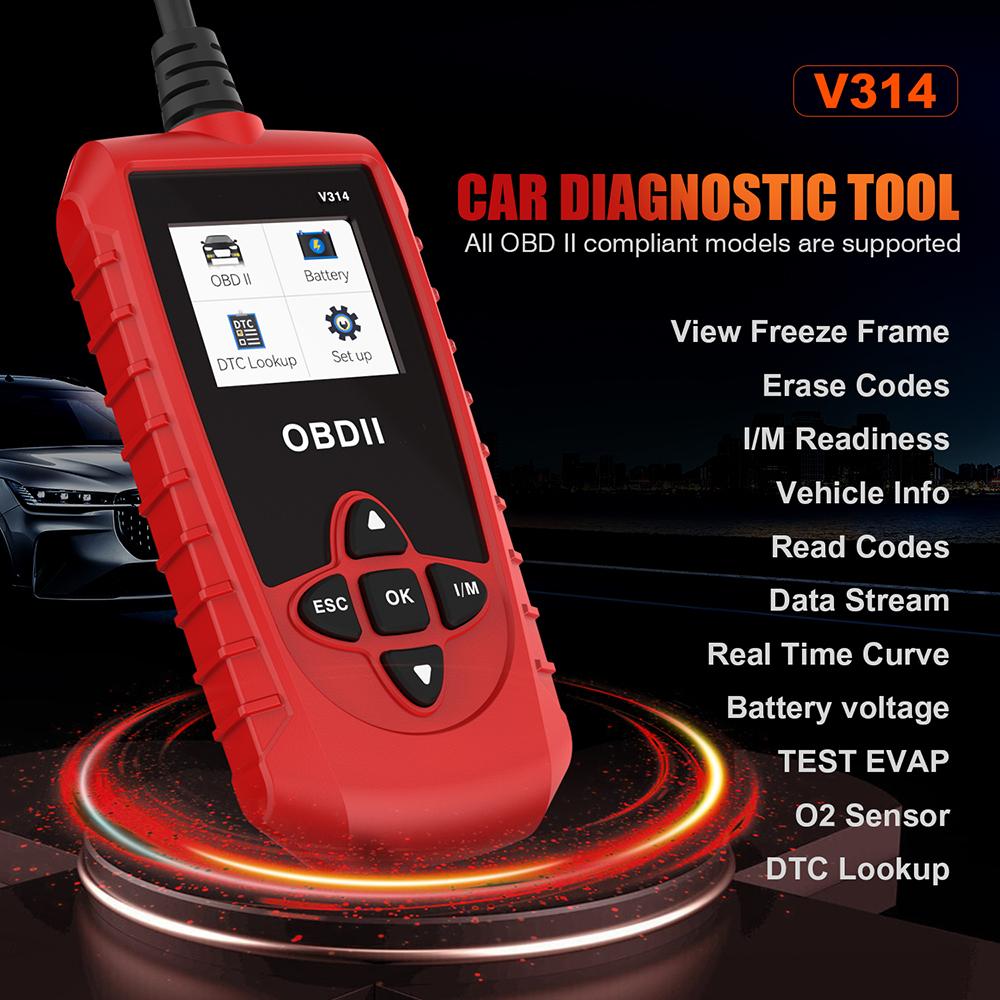 V314 OBD2 Scanner Car Diagnostic Tool Engine Fault Date Stream Car Code Reader Clear Code System Auto Check