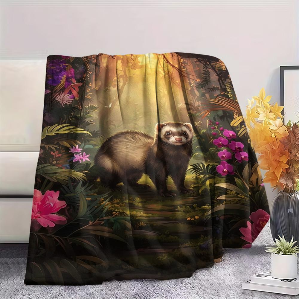 1PC Structural composition Print FlAannel Blanket, High quality Comfortable for All Seasons, Home Decor, Warmth and Comfort