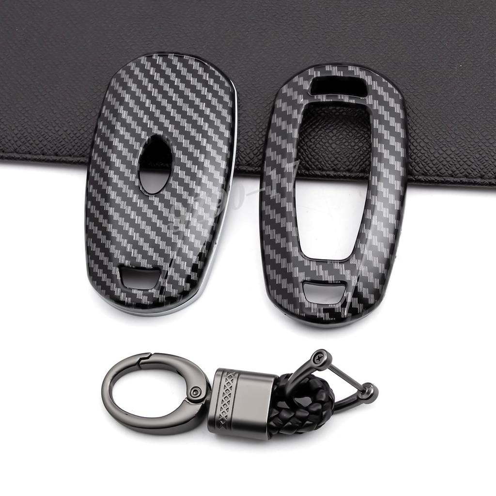 Abs Carbon Fiber Car Smart Key Cover Case Keychain For Hyundai Elantra I30 Venue Palisade Accent Santa Fe Veloster Kona
