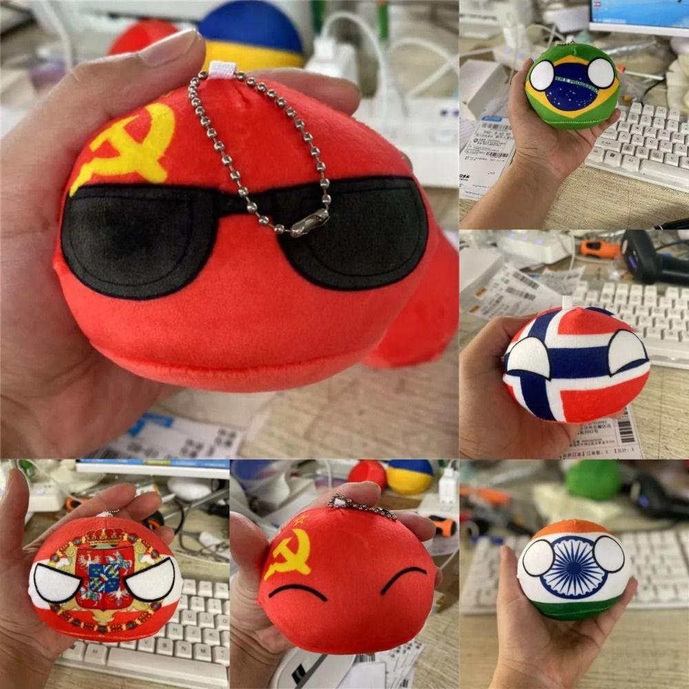 Decorazioni per Borsa Giocattolo Country Ball Portachiavi Peluche Polandball Portachiavi Ciondolo Peluche Country Ball