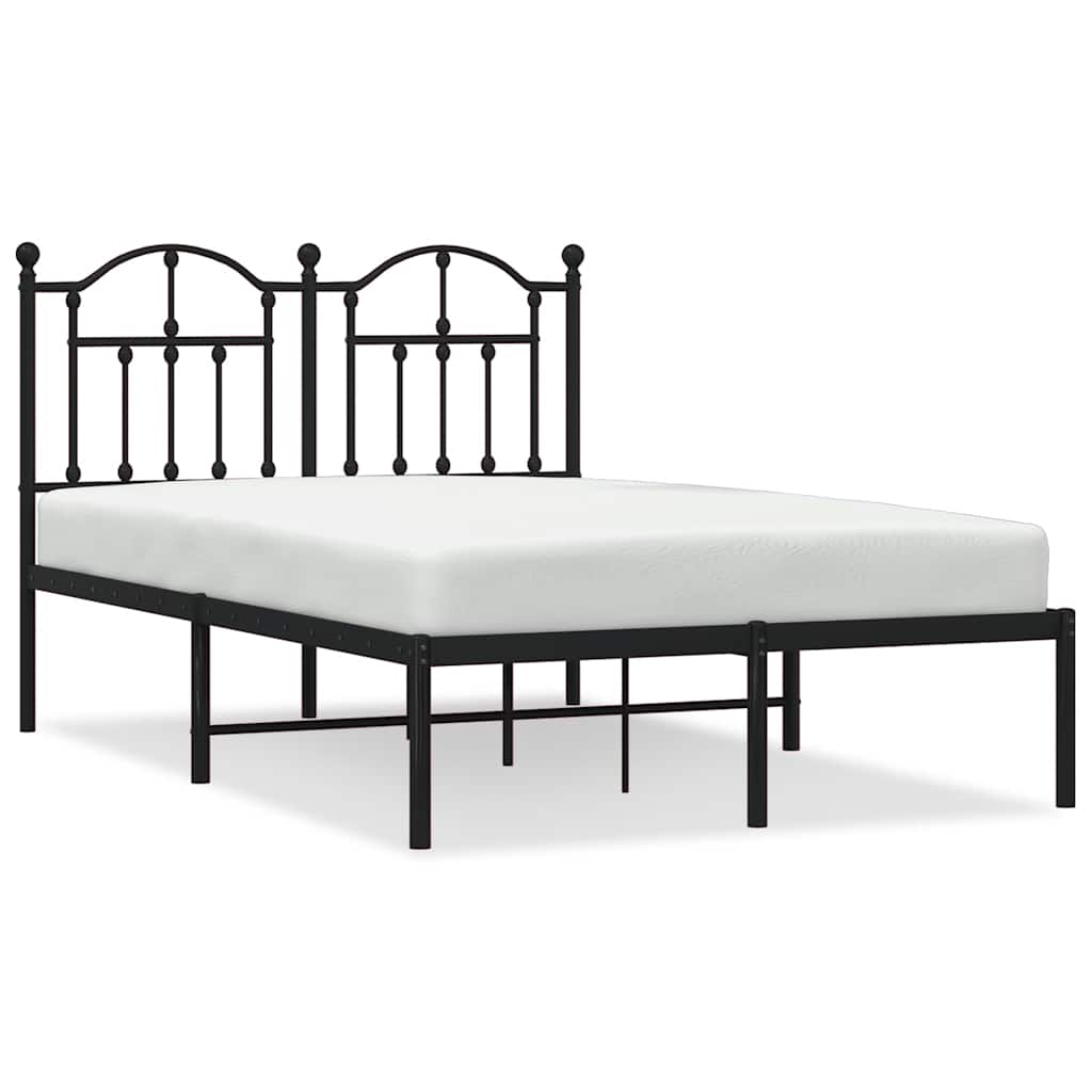 Metal Bed Frame with Headboard Black 120x200 cm