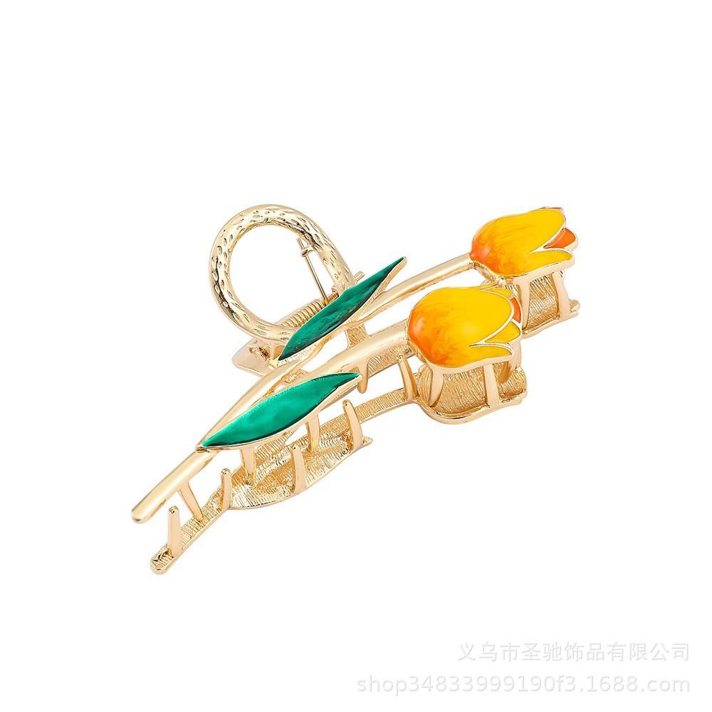 Stilig Fresh Temperament Oil Drop Floral Metal Shark Hair Clip