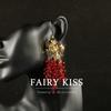 Used Red Retro Grape Stud Earrings with Hand-woven Tassel Pendants - Elegant Light Luxury Ear Ornaments