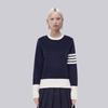TB Knitted Sweater Women's New Autumn and Winter Same Style Couple's Color Collision Loose College Style Color Blocked Round Neck