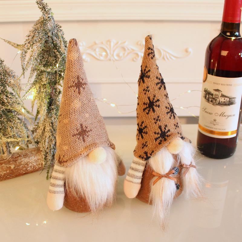 Christmas Decorations: Rudolph Doll, Knitted Snowflake Hat, Faceless Doll