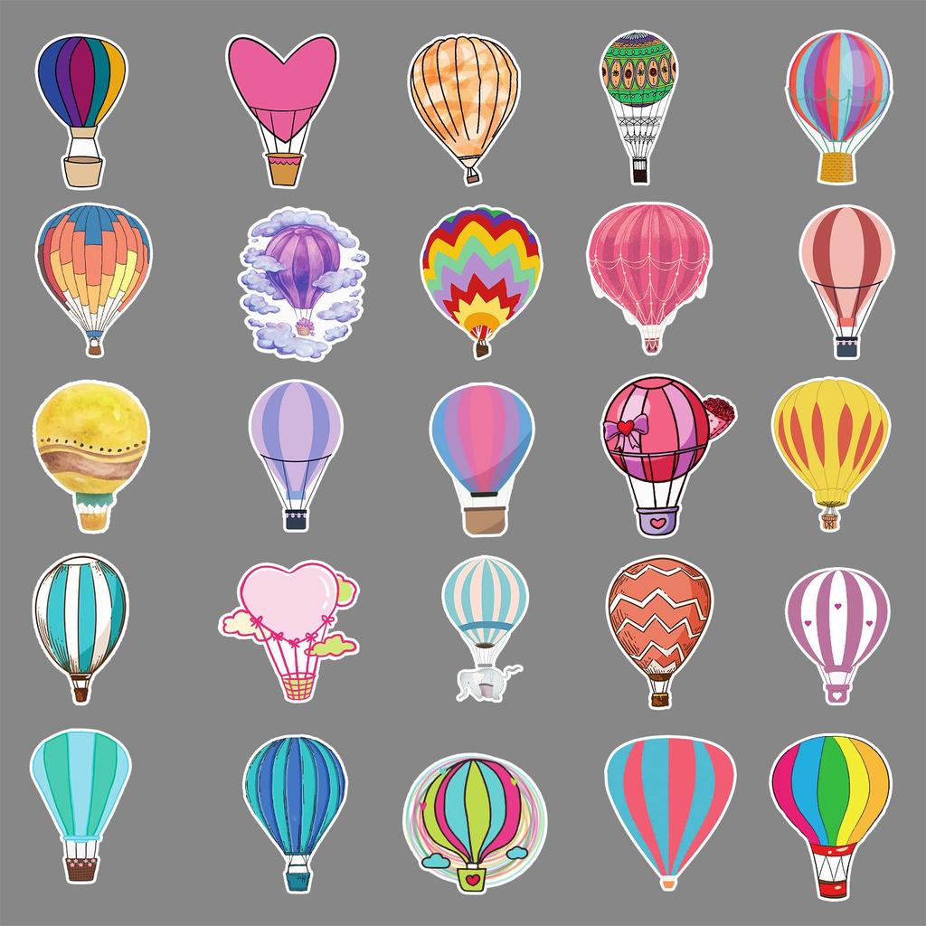 50PCS Hot Air Balloon Stickers for Luggage, Laptop, Car, and Decor