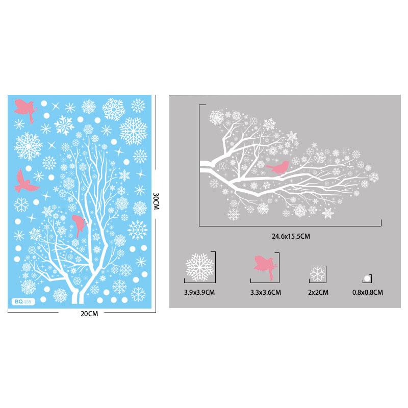 Christmas Winter Snowflake Stickers Santa Claus Xmas Tree Branch Window Glass Sticker Merry Christmas Decor Happy New Year
