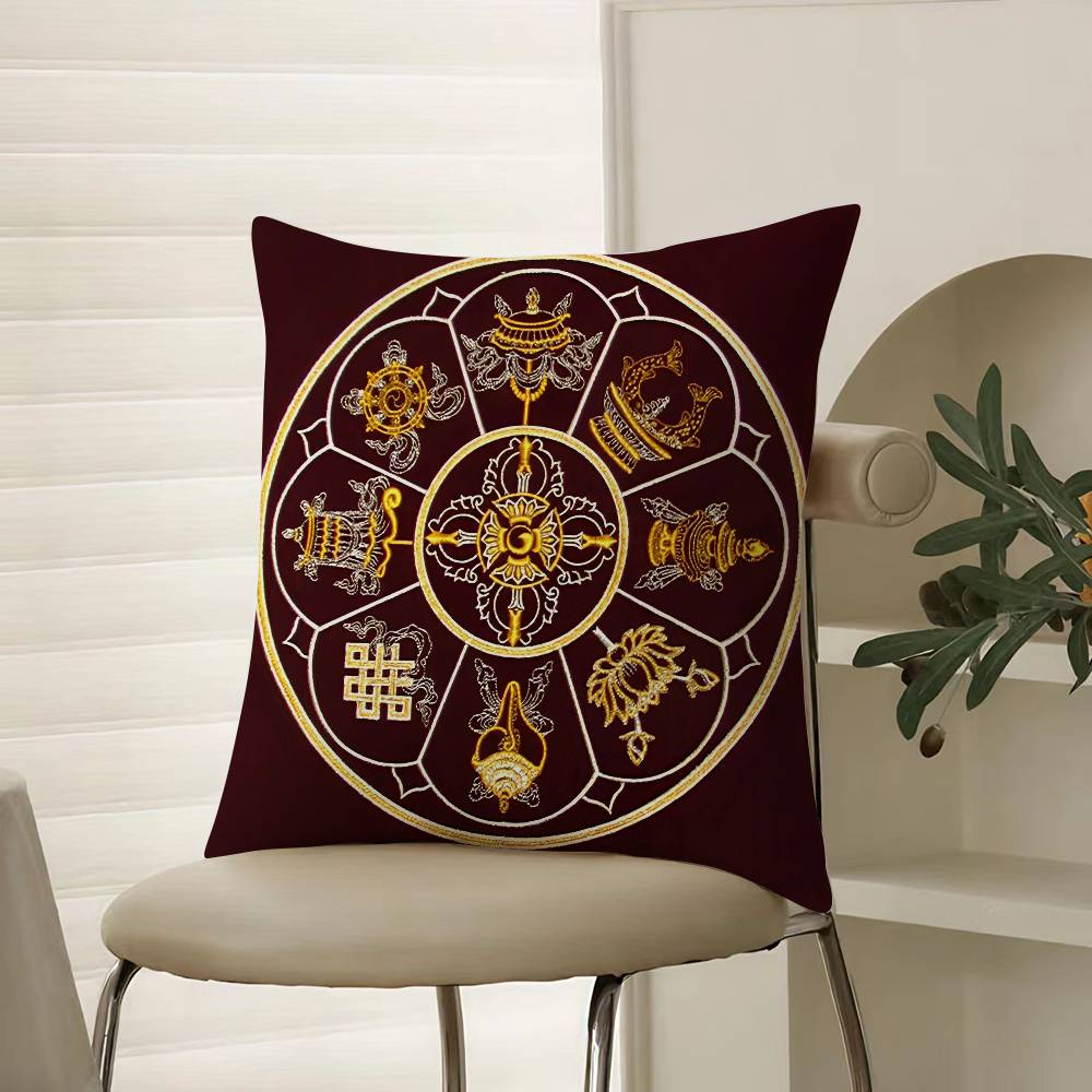 Reincarnation Print Six Paths of Reincarnation Pillow Case Comfort Sofa Bed Silky Elegant Invisible Zipper Decorative Cushion