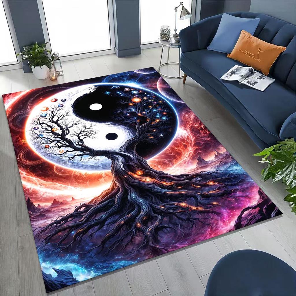 Nature Balance Yin Yang Tai Chi Black White Energy Rug for Bedroom Living Room Sofa Home Doormat Decor,Kids Non-slip Floor Mat