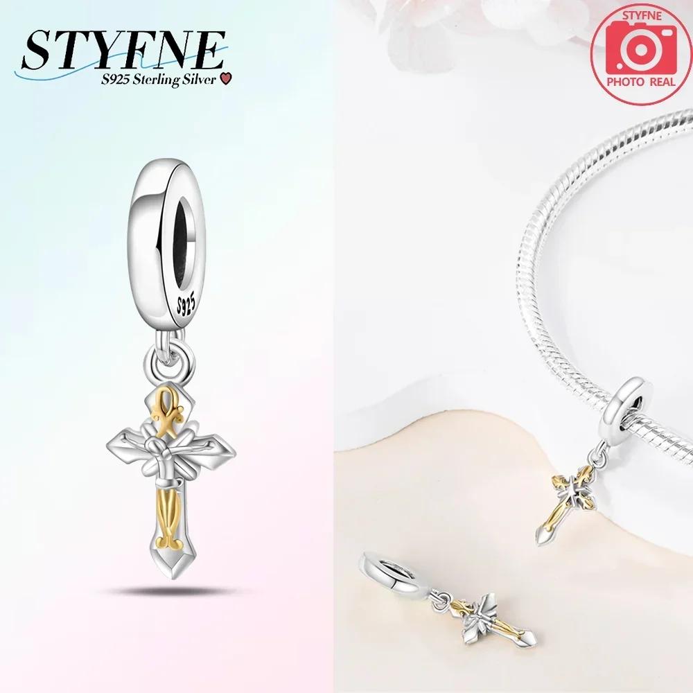 Pendants Woman Blue Copper Sunflower Purple Blue Cross Beads Charms Fit Original Pendant Bracelet Women Jewelry