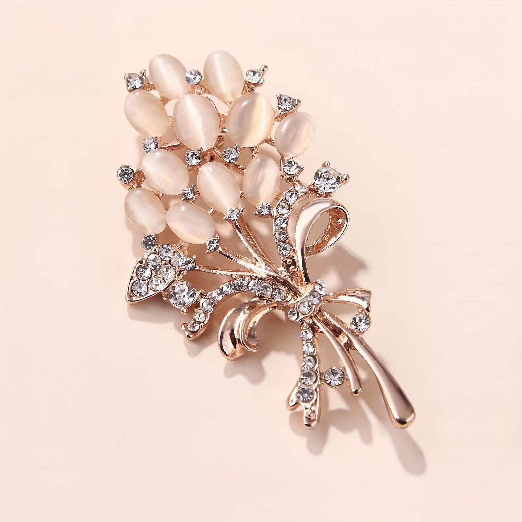 

Элегантная винтажная брошь-букет со стразами для женщин, идеально подходит для шарфов, курток и платьев