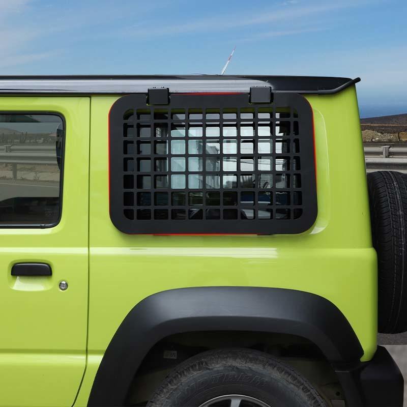 Car Rear Window Glass Armor Fences Vent Protective Frames Shelf  For Suzuki Jimny 2019 Up Car Accessorise ( Aluminum Alloy )